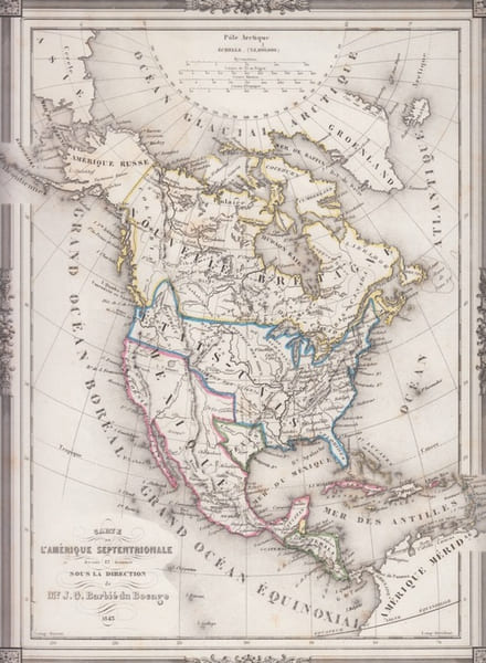 carte Amerique septentrionale . BARBIE DU BOCAGE, J.G.