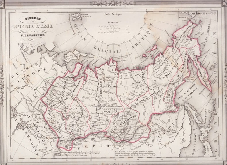 SIBERIE OU RUSSIE D'ASIE,carte. LEVASSEUR.