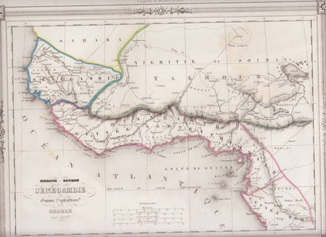 NEGRITIE ou SOUDAN ,SENEGAMBIE et GUINEE sept.- carte. CHARLE