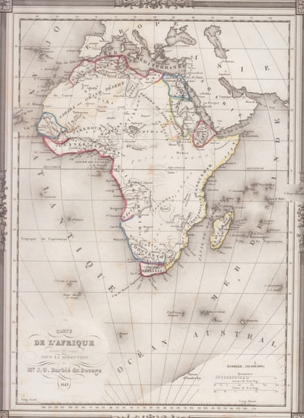 carte de l' AFRIQUE. BARBIE DU BOCAGE, J.G.