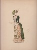 Aquarelle Originale gouachée costume  Femme Mode  signée avec numéro. collection Guillaume APOLLINAIRE