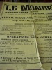 LE MONDE Compagnie d'assurance contrat d'agent nominatif + Affiche originale format 120x160 cm.1867 . LE MONDE Compagnie d'assurance 