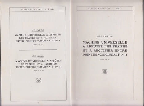 ALFRED H. SCHÜTTE. Catalogue Special des Machines a fraiser americaines CINCINNATI. 1907. ALFRED H. SCHÜTTE.