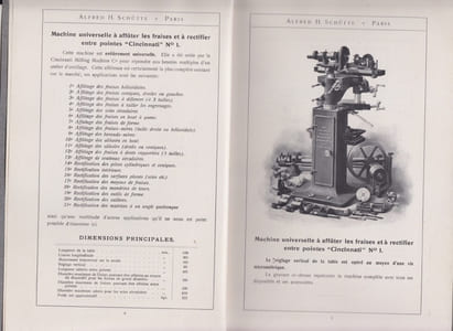 ALFRED H. SCHÜTTE. Catalogue Special des Machines a fraiser americaines CINCINNATI. 1907