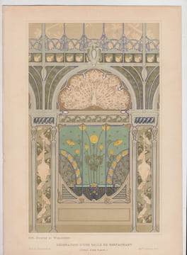 Decoration d'une salle de restaurant - Conception pour une décoration murale avec Peacock, grues, et des tournesols pour le restaurant dans l'hôtel ...
