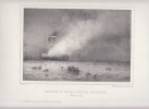Incendie du bateau a vapeur Lexington. : 13 Janvier 1840.Lithographie originale -Etudes de marine. L Turgis; Ferdinand Perrot