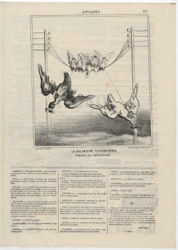 LA BALANCOIRE TELEGRAPHIQUE Nouveau jeu international - Lithographie. Bernay, Paul, dessinateur-lithographe