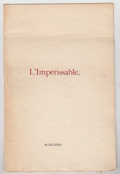l'impérissable - poéme. Dhainaut Pierre