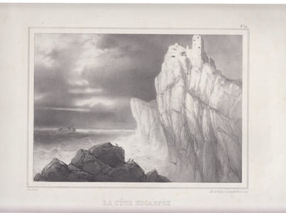 LA COTE ESCARPEE - Lithographie originale -Etudes de marine 26