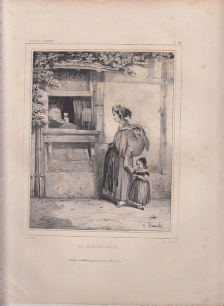 La mendiante. - Lithographie originale. REVUE DES PEINTRES- Ramelet, Charles, dessinateur-lithographe