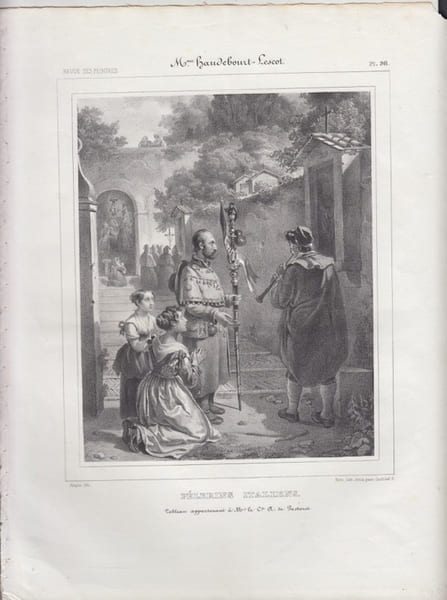 PELERINS ITALIENS - Lithographie originale. REVUE DES PEINTRES- ADOLPHE