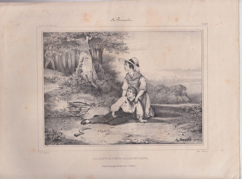 Un pauvre petit maraudeur  - Lithographie originale. REVUE DES PEINTRES - Ramelet, Charles, dessinateur-lithographe