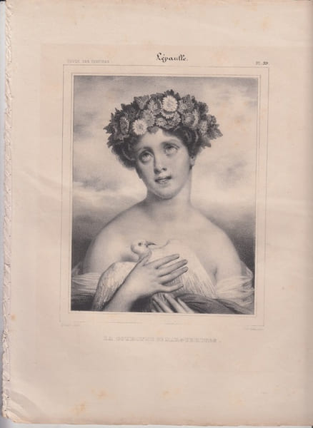 LA COURONNE de MARGUERITES - Lithographie originale. REVUE DES PEINTRES- 