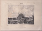 LE PONT DU VILLAGE - Lithographie originale. REVUE DES PEINTRES- 