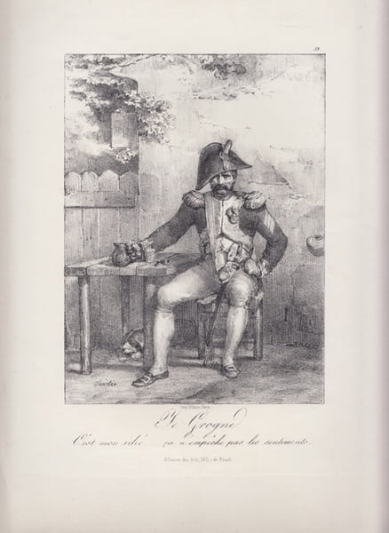 JE GROGNE !... - Lithographie originale d&eacute;but XIX &egrave;me. CHARLET (Nicolas-Toussaint)