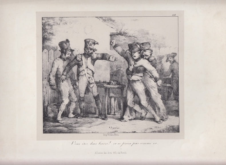 VOUS ETES DEUX BRAVES .... - Lithographie originale d&eacute;but XIX &egrave;me. CHARLET (Nicolas-Toussaint)
