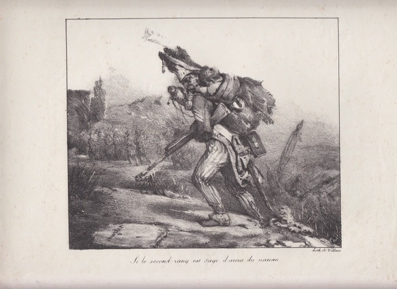Si le second rang est sage,il aura du nanan - Lithographie originale d&eacute;but XIX &egrave;me. CHARLET (Nicolas-Toussaint)