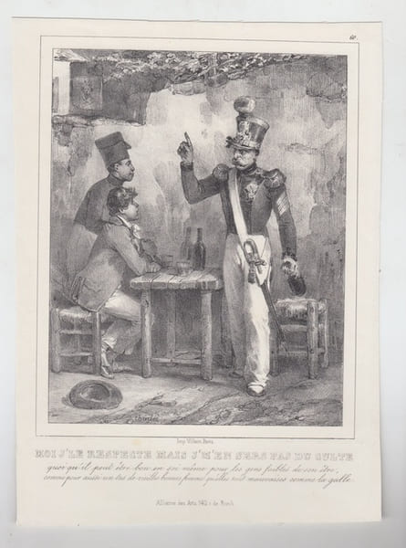 MOI J'LE RESPECTE MAIS J'M'EN SERS PAS DU CULTE - Lithographie originale d&eacute;but XIX &egrave;me. CHARLET (Nicolas-Toussaint)