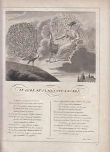 FABLE LE PAON SE PLAIGNANT A JUNON GRAVURE authentique-original print
