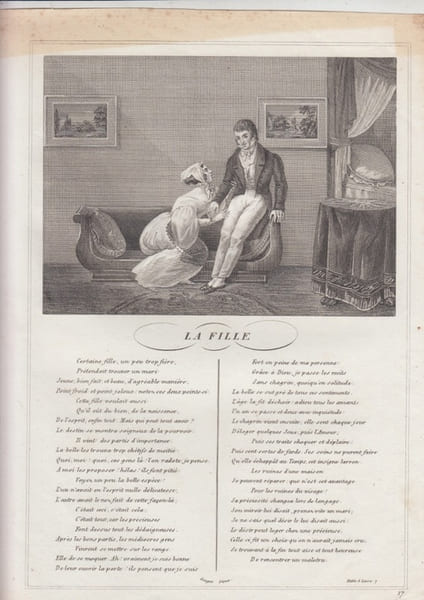 FABLE  LA FILLE - GRAVURE authentique-original print Edition Taille Douce. Jean De LA FONTAINE