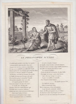 FABLE LE PHILOSOPHE SCYTHE - GRAVURE authentique-original print Edition Taille Douce. Jean De LA FONTAINE