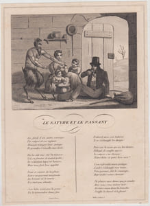 FABLE LE SATYRE ET LES PASSANTS - GRAVURE authentique-original print Edition Taille Douce