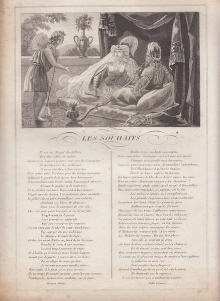 FABLE  LES SOUHAITS  - GRAVURE authentique-original print Edition Taille Douce. Jean De LA FONTAINE
