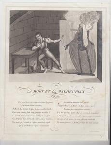 FABLE LA MORT ET LE MALHEUREUX - GRAVURE authentique-original print Edition Taille Douce