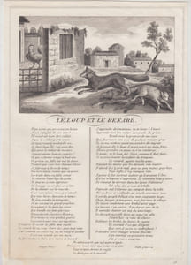 FABLE LE LOUP ET LE RENARD - GRAVURE authentique-original print Edition Taille Douce