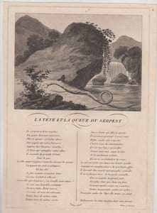 FABLE LA TETE ET LA QUEUE DU SERPENT - GRAVURE authentique-original print Edition Taille Douce