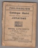 Philobiblion Catalogue Illustré Judaisme Lipschutz Paris 1937 . Librairie Lipschutz