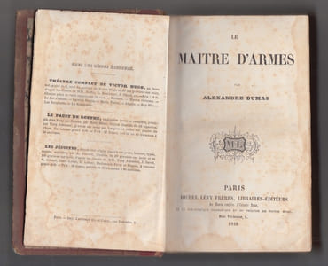 Alexandre Dumas Le maître d'armes.Paris : Michel Lévy frères, libraires-éditeurs, 1848.312 pages relié avec Tourghenief (Tourgueneff) (Tourgueniev) Mémoires d'un Seigneur Russe ou Tableau de la situation actuelle des nobles et des paysans dans les provinces russes (« Récit d'un chasseur » ou « Mémoires d'un chasseur ») - ÉDITION ORIGINALE française