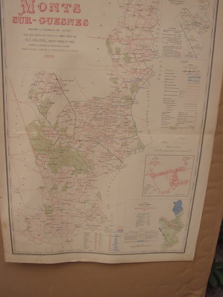 Carte du canton de MONTS sur GUESNE  dress&eacute; &agrave; l'&eacute;chelle de 1/40 000, par M. C. Grange, agent-voyer en chef du d&eacute;partement, extrait de  l' Atlas ...
