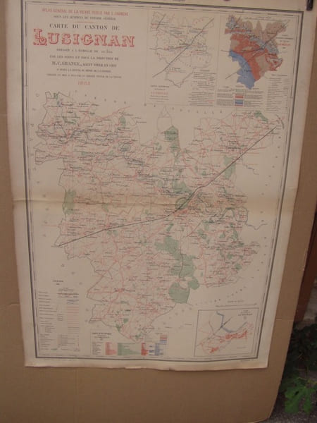 Carte du canton de LUSIGNAN dress&eacute; &agrave; l'&eacute;chelle de 1/40 000, par M. C. Grange, agent-voyer en chef du d&eacute;partement, extrait de  l' Atlas g&eacute;n&eacute;ral de la ...