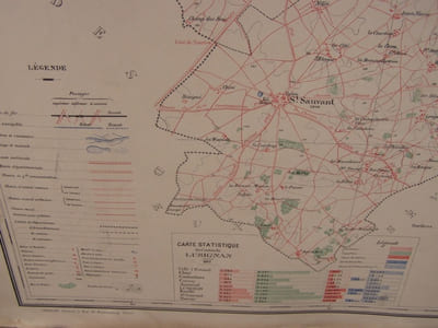 Carte du canton de LUSIGNAN dressé à l'échelle de 1/40 000, par M. C. Grange, agent-voyer en chef du département, extrait de l' Atlas général de la Vienne publié par L. Chanche,d'après la minute du Dépôt de la Guerre, corrigée et mise à jour par le service vicinal de la Vienne.