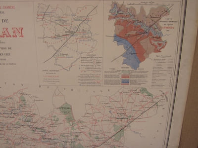 Carte du canton de LUSIGNAN dressé à l'échelle de 1/40 000, par M. C. Grange, agent-voyer en chef du département, extrait de l' Atlas général de la Vienne publié par L. Chanche,d'après la minute du Dépôt de la Guerre, corrigée et mise à jour par le service vicinal de la Vienne.