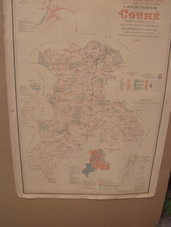 Carte du canton de COUCHE dressé à l'échelle de 1/40 000, par M. C. Grange, agent-voyer en chef du département, extrait de  l' Atlas général de la ...