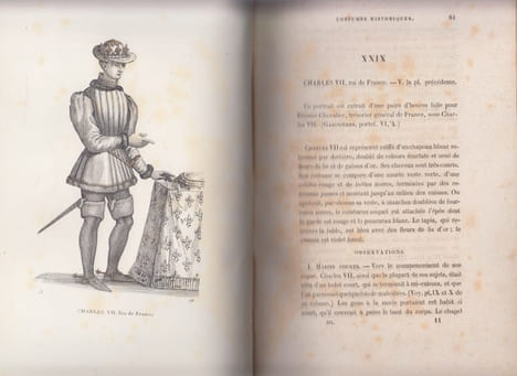 Costumes historiques de la France d'apres les monuments les plus authentiques, statues, bas-reliefs, tombeaux, sceaux, monnaies, peintures à fresque, ...
