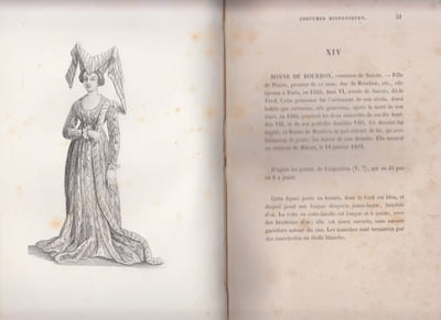 Costumes historiques de la France d'apres les monuments les plus authentiques, statues, bas-reliefs, tombeaux, sceaux, monnaies, peintures à fresque, ... miniatures, dessins, estampes, .,avec un texte descriptif par Le Bibliophile Jacob . tome III - période CHARLES VI - CHARLES VII - noblesse,etc.