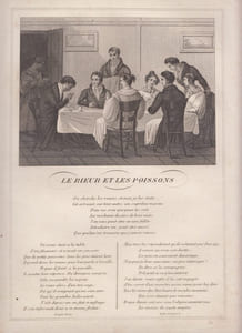 FABLE LE RIEUR ET LES POISSONS - GRAVURE authentique-original print Edition Taille Douce