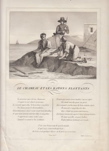 FABLE LE CHAMEAU et Les BATONS FLOTTANTS - GRAVURE authentique-original print Edition Taille Douce