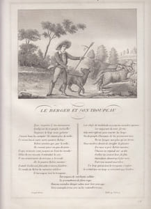FABLE LE BERGER ET SON TROUPEAU - GRAVURE authentique-original print Edition Taille Douce