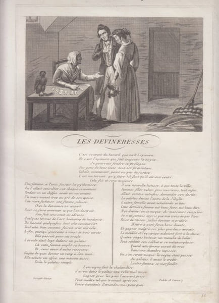 FABLE LES DEVINERESSES - GRAVURE authentique-original print Edition Taille Douce. Jean De LA FONTAINE