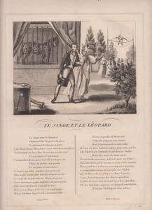 FABLE LE SINGE ET LE LEOPARD - GRAVURE authentique-original print Edition Taille Douce