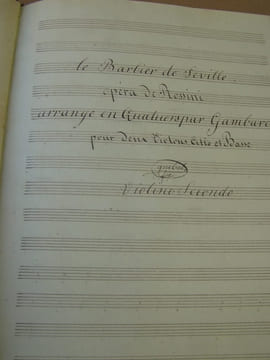 GUIBAL V.- Receuil de Partitions manuscrites pour violino secondo non paginé, arrangé en quatuor pour 2 violons alto et basse , partie violino ...