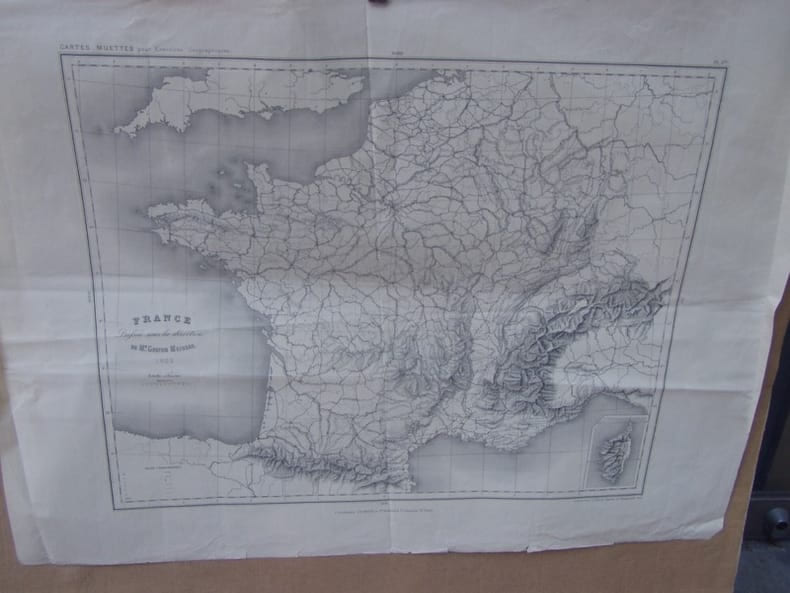 CARTE DE FRANCE muette pour exercices geographiques N&deg;8 bis. MEISSAS G