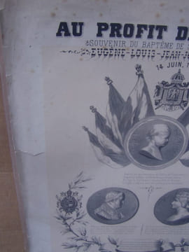 AU PROFIT DES INONDES - Affiche en souvenir du bapteme de son altesse impériale Eugene Louis Jean NAPOLEON - 14 juin 1856. NAPOLEON III