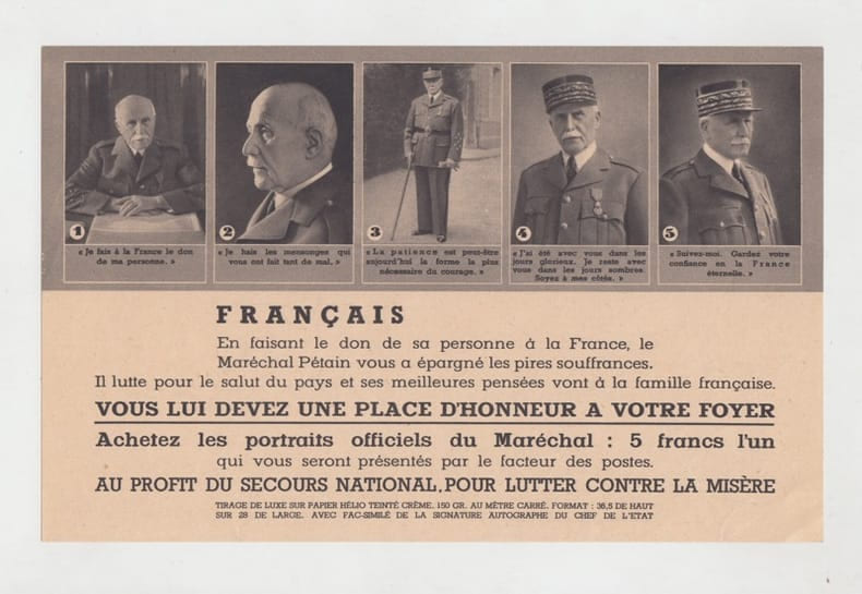 Affiches portraits de PETAIN collaboration. PETAIN occupation Secours National