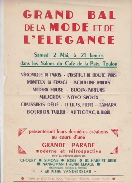 Affichette Toulon : Grand bal de l' Elegance. 