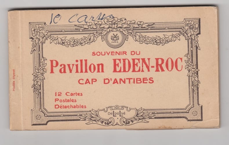 Souvenir du pavillon Eden-Roc Cap d'Antibes album de 10 cartes postales. Eden-Roc Cap d'Antibes 